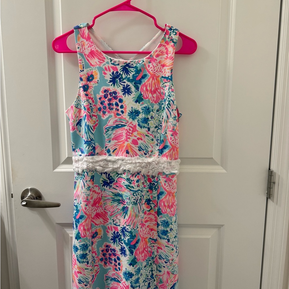 Lilly Pulitzer Arden Shift Halter Dress Serene Blue Gypse Pink Style 25266
